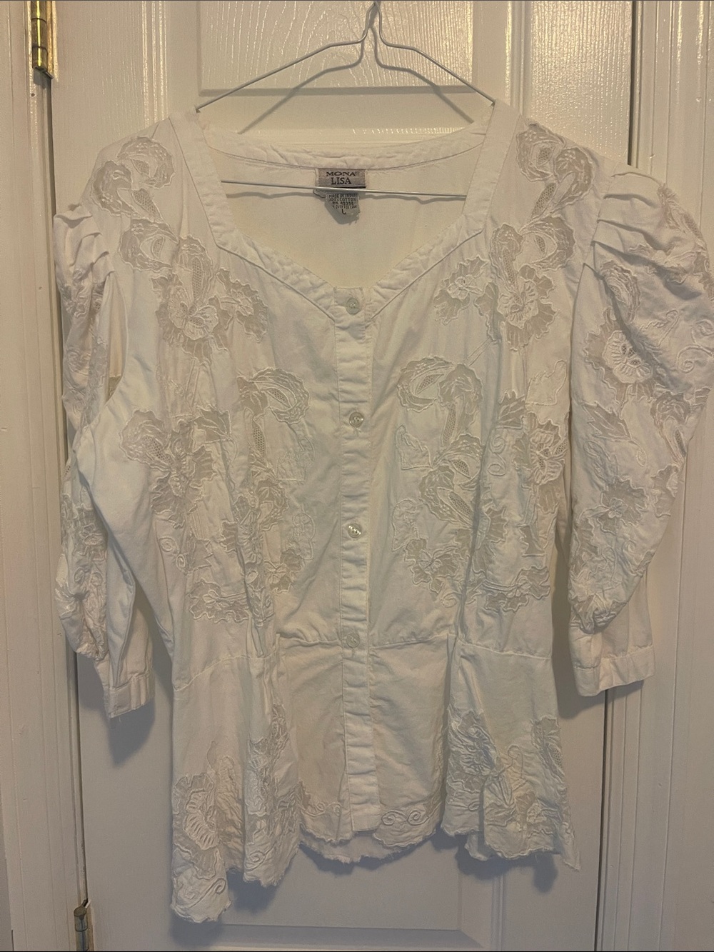 MONA LISA white top with Maxi Skirt with Embroidered Hem